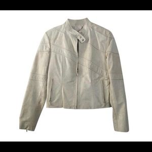 Off White Leather Motorcycle Jacket